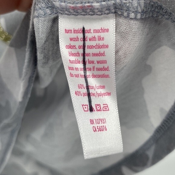 Justice Girls Gray Camo Gold Sparkle GRL POWER! Graphic Short Sleeve Shirt 12 - Picture 4 of 6